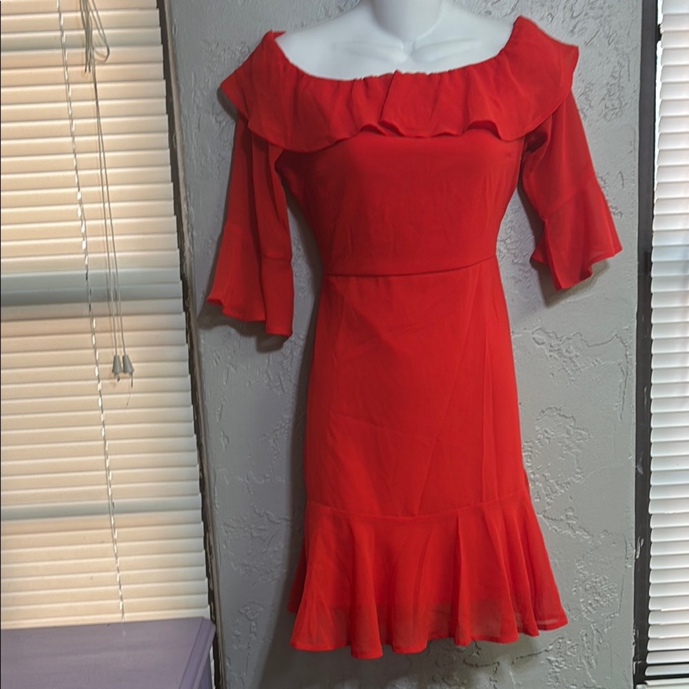 Lulus Elegant Red Off-Shoulder Dress